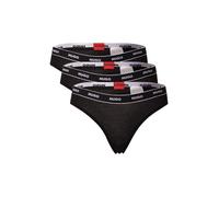 HUGO Braguitas de algodón elástico con logo en la cintura - StyleTRIPLET THONG STRIPE, 50469681 Negro S