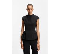 HUGO Top con dobladillo de péplum y detalles plisados - StyleCimare, 50554472 Negro 38
