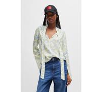 HUGO Top con estampado de flores y lazo en el cuello - StyleCinoni-1, 50513826 Azul estampado 42