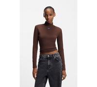 HUGO Top de algodón elástico con logo azul - StyleEasy Longsleeve_B, 50525318 Marrón S
