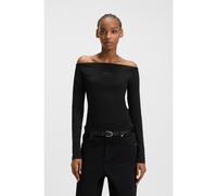 HUGO Top de algodón elástico con logo de estrás - StyleDolder_B, 50546931 Negro S