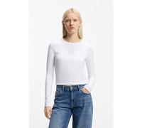 HUGO Top de algodón elástico con logo Happy HUGO de estrás - StyleDaliriee_B, 50555738 Blanco L