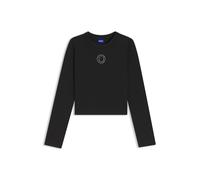 HUGO Top de algodón elástico con logo Happy HUGO de estrás - StyleDaliriee_B, 50555738 Negro L