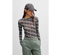 HUGO Top de malla elástica con logo estampado - StyleDelonie, 50534837 Negro estampado L