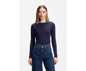 HUGO Top de punto elástico con logo apilado estampado - StyleDasiia, 50545208 Azul oscuro L