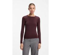 HUGO Top de punto elástico con logo apilado estampado - StyleDasiia, 50545208 Marrón oscuro XS