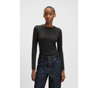 HUGO Top de punto elástico con logo apilado estampado - StyleDasiia, 50545208 Negro L