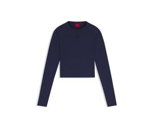 HUGO Top de punto slim fit con logo apilado bordado - StyleDafilomena_3, 50518378 Azul oscuro L