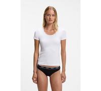 HUGO Top de ropa interior de algodón elástico con logo en contraste - StyleTWIN T-SHIRT RN, 50469660 Blanco M