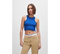 HUGO Top de tirantes de algodón elástico de canalé con insignia de logo - StyleBaby Tank_B, 50511450 Azul L