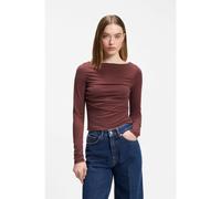 HUGO Top slim fit de cupro con cuello barco moderno - StyleDaeni, 50564386 Marrón XS