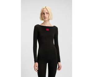 HUGO Top térmico slim fit con etiqueta con logo roja - StyleLS-SHIRT THERMAL, 50486081 Negro S