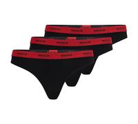 HUGO Triplet Thong Stripe Tanga, Black, XL (Pack de 3) para Mujer