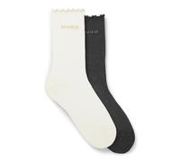 HUGO Two-pack of regular-length socks with lettuce cuff - Style2P RS LETTUCE CC W, 50543178 Blanco / Gris 35-38