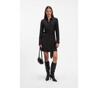 HUGO Vestido cruzado de manga larga de raso con logo apilado - StyleKilanda, 50569295 Negro 32