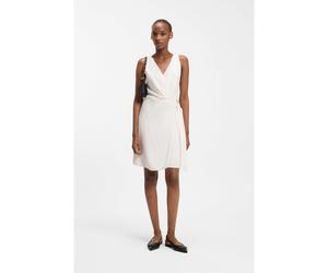 HUGO Vestido cruzado en tejido de crepé con detalle de anilla semicircular - StyleKabivanna, 50559181 Blanco 40