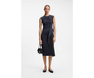 HUGO Vestido midi con detalle drapeado - StyleKoleni, 50564136 Azul oscuro 36