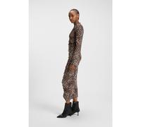 HUGO Vestido midi con estampado de leopardo y detalles fruncidos - StyleNardonnay, 50546239 Fantasía M