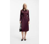 HUGO Vestido midi de raso con detalle drapeado - StyleKreli-1, 50553536 Burdeos 36