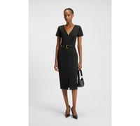 HUGO Vestido midi slim fit de tejido elástico con escote en pico - StyleKalamara-3, 50533641 Negro 40