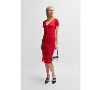 HUGO Vestido midi slim fit de tejido elástico con escote en pico - StyleKalamara-3, 50533641 Rojo 36