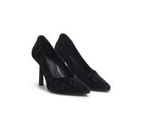 HUGO Zapatos de tacón de terciopelo con adornos de pedrería - StyleKatniss_Pump90_MNVL, 50552781 Negro 39