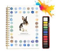 Hugs Garden Watercolor Workbook, Hugsgarden Water Color, Beginner Friendly Watercolor Workbook for Adults, Nature Scenes Paints Set Art Crafts, with 12 Colors Paint Set,Brush (Animals)