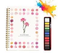 Hugs Garden Watercolor Workbook, Hugsgarden Water Color, Beginner Friendly Watercolor Workbook for Adults, Nature Scenes Paints Set Art Crafts, with 12 Colors Paint Set,Brush (Flowers)