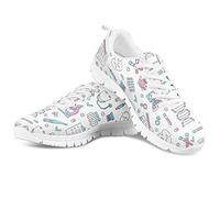 HUGS IDEA Animal Puzzle Running Shoes Zapatillas de deporte de malla ligera para mujer, color Blanco, talla 40 EU