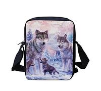 HUGS IDEA Bolso bandolera pequeño con cara de animales, Familia de lobos, Small