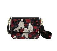 HUGS IDEA Bolso cruzado para mujer, de piel sintética, para hombro, regalo de Halloween, Bonita rosa roja fantasma, Talla única