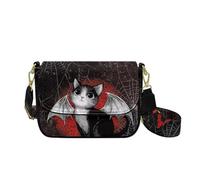 HUGS IDEA Bolso cruzado para mujer, de piel sintética, para hombro, regalo de Halloween, Gato negro de Halloween, Talla única