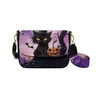 HUGS IDEA Bolso cruzado para mujer, de piel sintética, para hombro, regalo de Halloween, Gato negro Happy Halloween, Talla única
