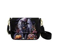 HUGS IDEA Bolso cruzado para mujer, de piel sintética, para hombro, regalo de Halloween, gato negro, Talla única