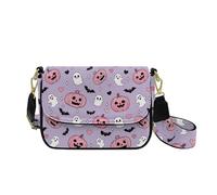 HUGS IDEA Bolso cruzado para mujer, de piel sintética, para hombro, regalo de Halloween, Murciélagos rosa calabaza, Talla única