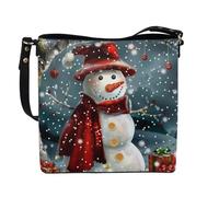 HUGS IDEA Bolsos bohemios para mujer, bolso de cuero para hombro, bolso cruzado, gris, (Grey Snowman), Large