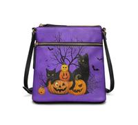 HUGS IDEA Bolsos cruzados de Halloween para mujer, estilo gótico, bolso tipo hobo, Calabaza de gato negro, Talla única