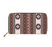 HUGS IDEA Cartera larga de piel sintética con cremallera alrededor del soporte para tarjetas de crédito y monedero para mujer, nativo del suroeste americano, azteca, navajo, nativo, Navajo azteca