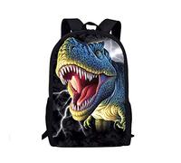 HUGS IDEA Cool T-rex 3D Vivid Thunder Dinosaurio Animal Bolsa Niños Mochila de 17 pulgadas Mochila de Escuela Primaria Media Bolsa de Hombro Transpirable, T-rex 2, 17 inch (3PCS Set), Organizador de