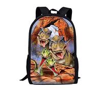 HUGS IDEA Cool T-rex 3D Vivid Thunder Dinosaurio Animal Bolsa Niños Mochila de 17 pulgadas Mochila de Escuela Primaria Media Bolsa de Hombro Transpirable, dinosaurio, 17 inch (3PCS Set), Organizador