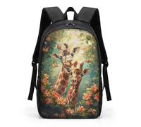 HUGS IDEA Cut Denim - Mochila para niños, diseño de gato, color azul, Jirafas florales