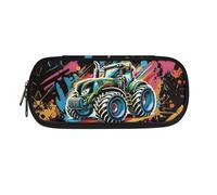 HUGS IDEA Estuche grande para niñas y niños, gran capacidad, con cremallera, para suministros escolares, papelería, bolsa organizadora para bolígrafos, Graffiti Monster Tractor, One Size, Organizador