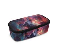 HUGS IDEA Estuche para lápices para niños, suministros escolares, gran capacidad, con cremallera, Lobo espacial, Talla única, Mochila escolar