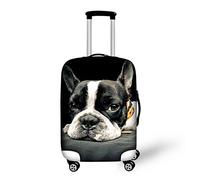 HUGS IDEA Fundas protectoras elásticas para equipaje de viaje con estampado de gato y perro para maleta de 18 a 30 pulgadas, Bulldog francés, S (18"-22" cover)