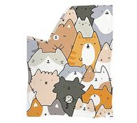 HUGS IDEA Manta para gatos con diseño de gato naranja con dibujos animados, bonita sábana para decoración del hogar para dormitorio, sala de estar, dormitorio, manta lanuda suave y cálida, S