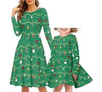 HUGS IDEA Mommy y yo - Vestido familiar a juego - Vestido casual de manga larga, de tul, de longitud midi, para fiesta y club, vestido novedoso para madre e hija, 3-4 años