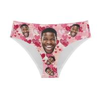 HUGS IDEA Ropa interior sin costuras con estampado animal lindo para mujer, Corazones de amor rosa-personalizado, M