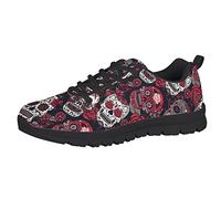 HUGS IDEA Zapatillas De Deporte Novedosas para Uso Diario, Calavera GóTica, Rojo, Negro, De Deporte, DíA De Los Muertos, para Correr, para Correr, para Interior Y Exterior EU 44