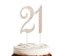 Hugwish Topper Tarta 21 Cumpleaños, Topper Happy Birthday 21, 21th Birthday Cake Topper Decoracion, Decoración 21 Años Para NiñA 21 Cumpleaños O 21 Aniversarios De Boda (21 Dorado)