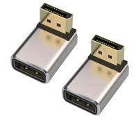 HUHANGGod Adaptador de puerto de pantalla 8K 90 grados 1.4, ángulo recto DP macho a hembra, soporte 32.4 Gbps 8 K @ 60 Hz 4 K @ 144 Hz HDR, extensor DisplayPort de aluminio para monitor, PC, portátil
